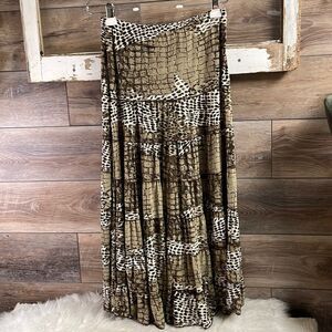 Metro Wear Womens Layered Animal Print Maxi Tiered Skirt Size Medium Multicolor